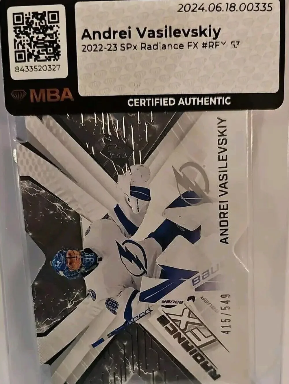2022-23 SPx Radiance FX Andrei Vasilevskiy #RFV 57 Hockey Card - LE 415/549